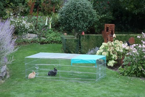 Kaninchen-Freigehege mit Ausbruchsperre, Kerbl, einstöckig, mit Abdeckung, 230 x 115 x 70 cm - 2
