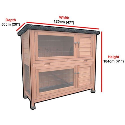 Kleintierstall über 2 Ebenen, geeignet für Kaninchen und Meerschweinchen, mit grüner Abdeckung und erhöhten Füßen, 1,2°m - 9